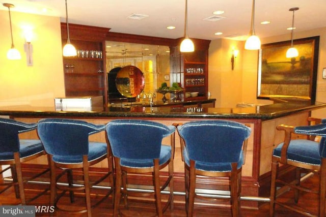 bar with pendant lighting