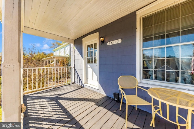 wooden deck with covered porch