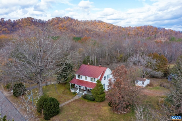 bird's eye view with a mountain view