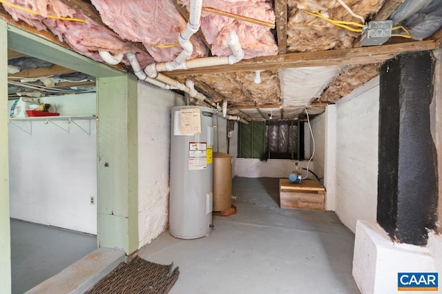 basement with water heater