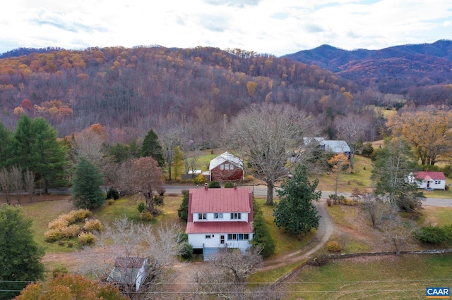 drone / aerial view with a mountain view