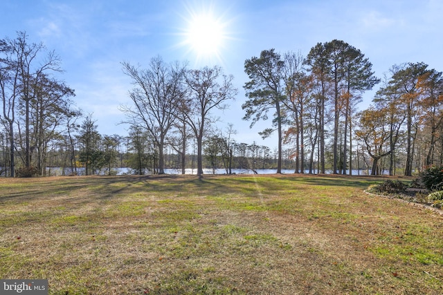 view of yard with a water view