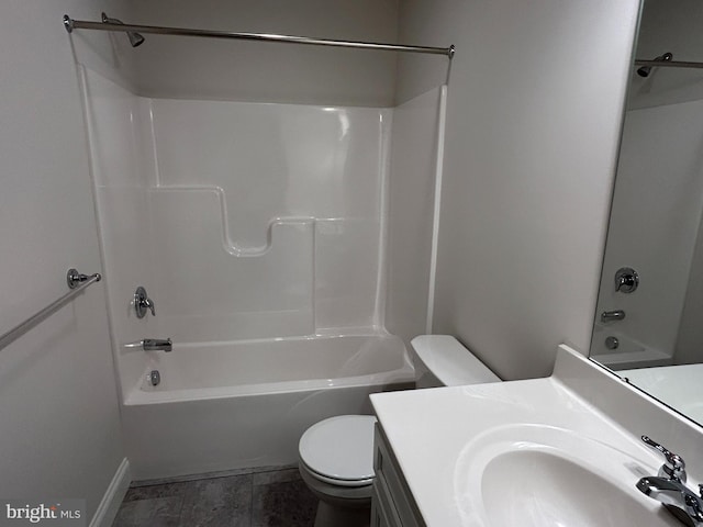 full bathroom featuring tile patterned flooring, vanity, toilet, and shower / bath combination