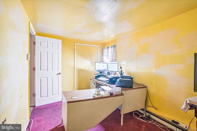 view of carpeted home office