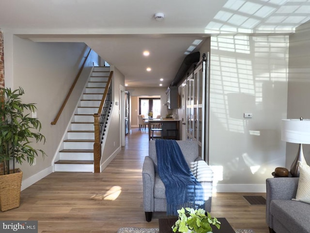 living room with wood-type flooring