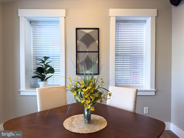 dining space featuring hardwood / wood-style floors