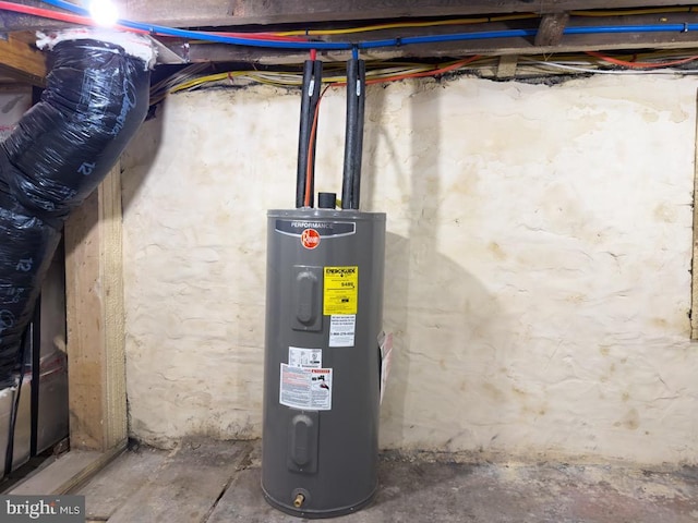 utility room with water heater