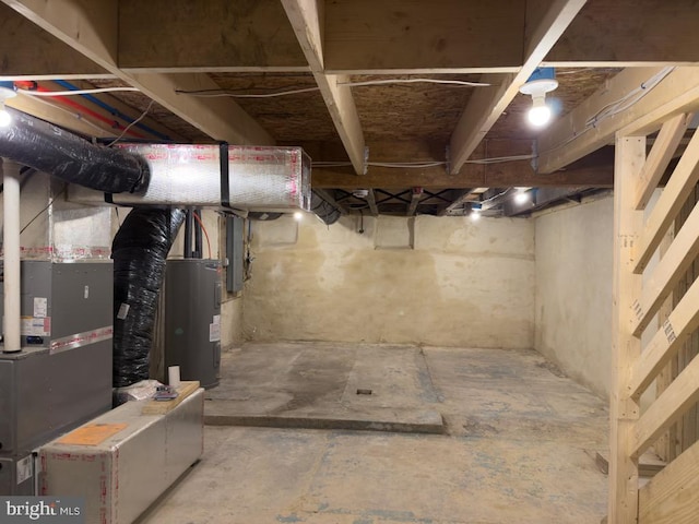 basement with electric water heater