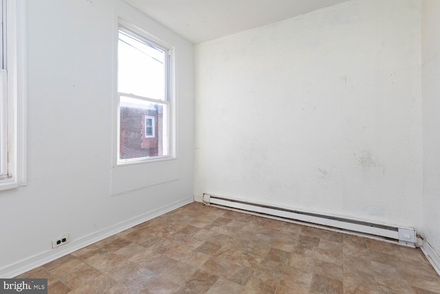 empty room featuring baseboard heating