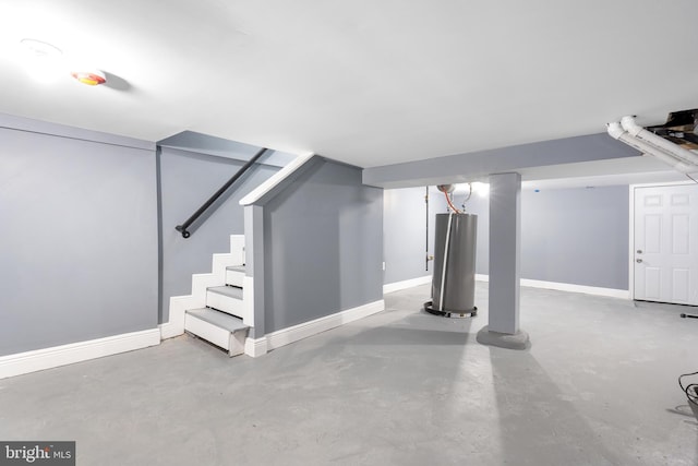 basement featuring water heater