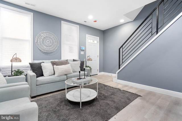 living room featuring hardwood / wood-style floors