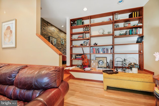 living room with light hardwood / wood-style floors