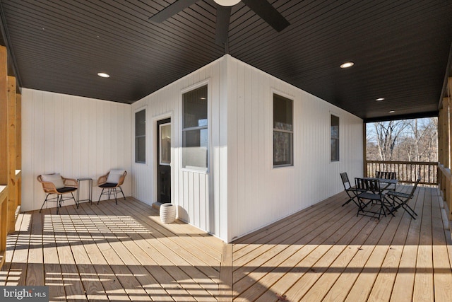 deck featuring ceiling fan