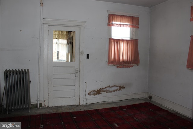 foyer with radiator heating unit