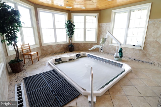 view of swimming pool with a jacuzzi