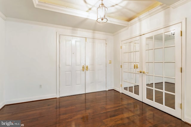 7902 Brynmor Ct Unit 201, Pikesville, MD 21208 - foyer entrance featuring french doors, hardwood / wood-style flooring, ornamental molding, and baseboards