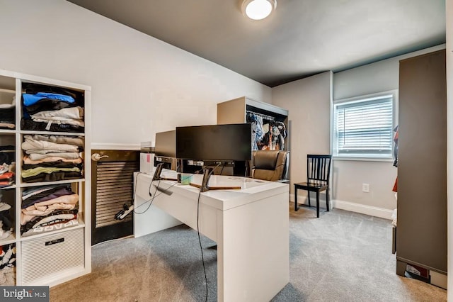 view of carpeted office space