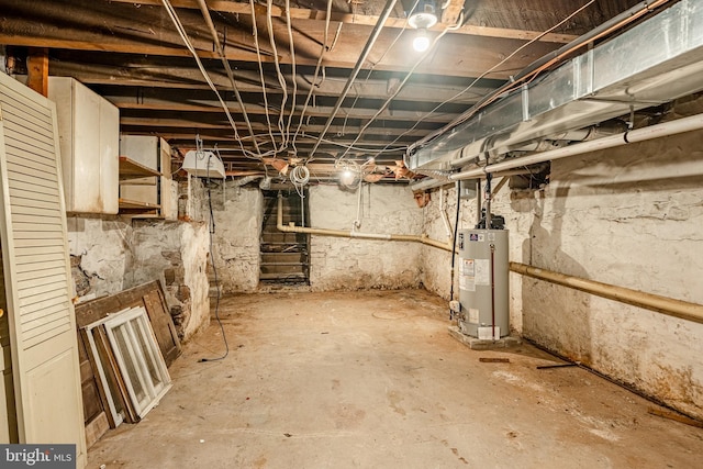 basement with gas water heater