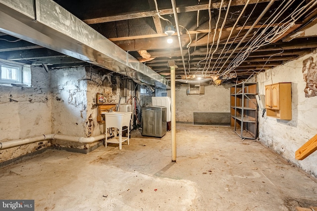 basement with sink