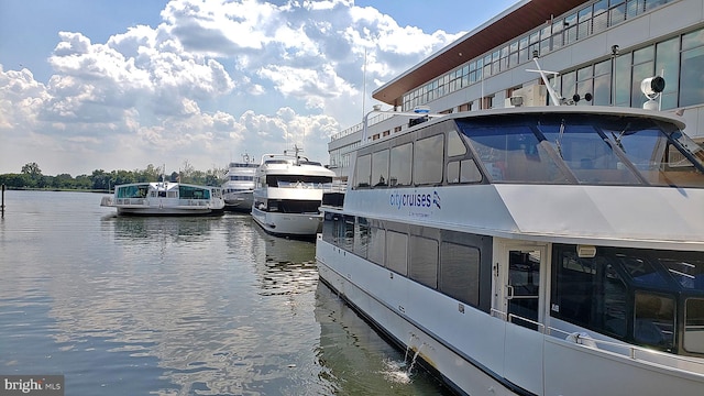 view of dock featuring a water view