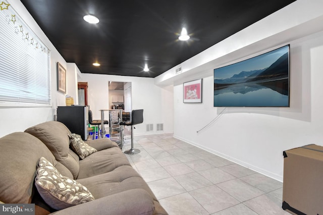 view of tiled living room