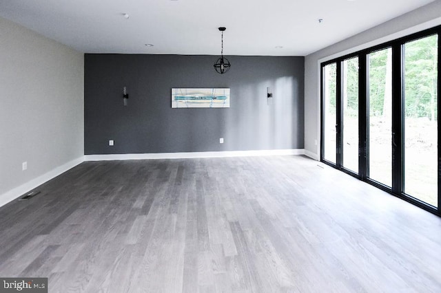 spare room featuring wood-type flooring