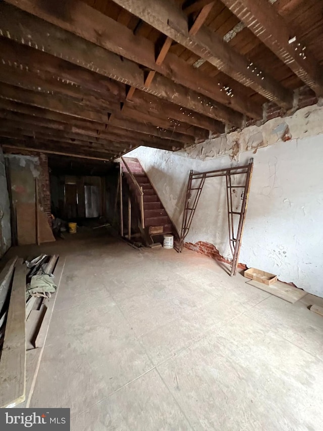 view of unfinished attic