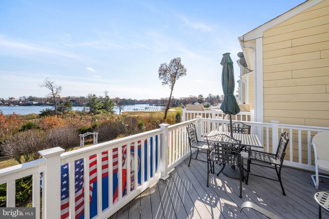 4 Bay View Ln, Colonial Beach, VA 22443 - deck featuring a water view and outdoor dining space