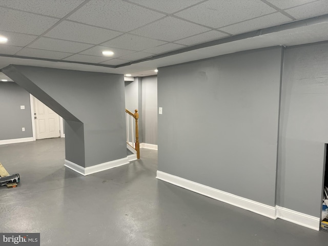 basement with a drop ceiling