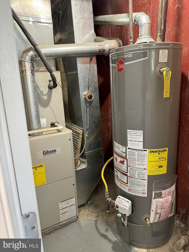 utility room featuring water heater