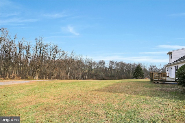 view of yard featuring a wooden deck