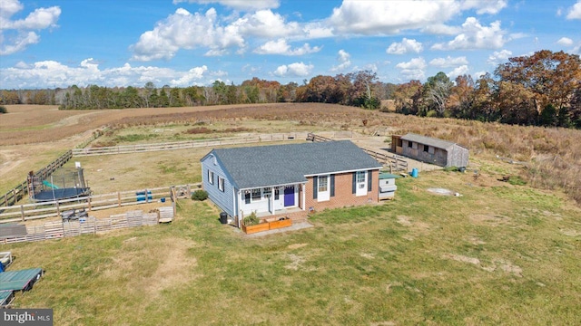 bird's eye view with a rural view