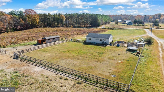 drone / aerial view with a rural view