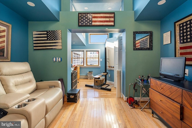 interior space with light hardwood / wood-style flooring