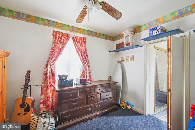 682 Duvall Hwy, Pasadena, MD 21122 - bedroom with carpet floors, a ceiling fan, and access to exterior