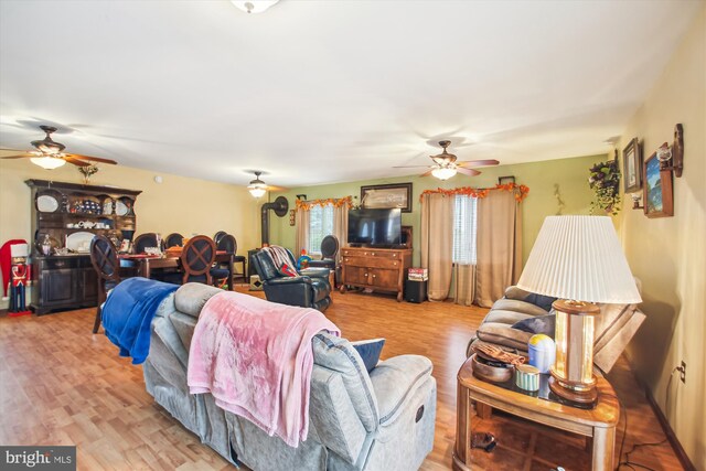 682 Duvall Hwy, Pasadena, MD 21122 - living area featuring a ceiling fan and wood finished floors