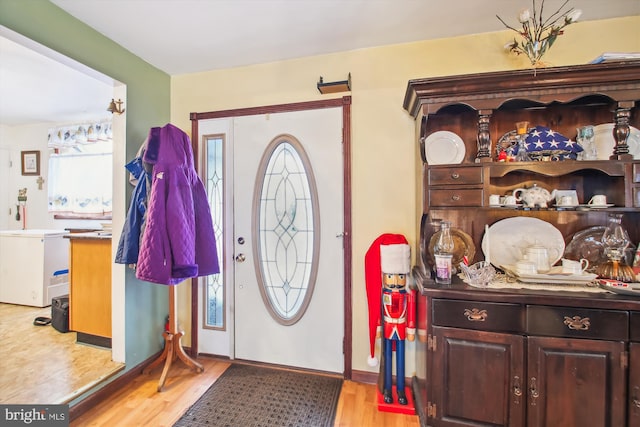 foyer entrance featuring light hardwood / wood-style floors