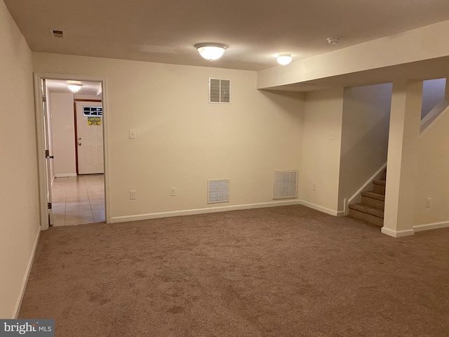 basement with carpet