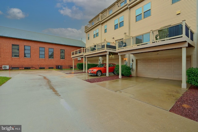 exterior space featuring a garage