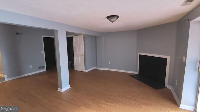 basement featuring wood-type flooring