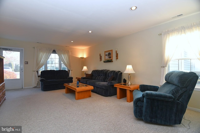 living room featuring carpet floors