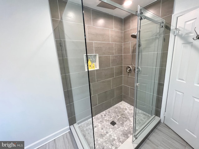 bathroom featuring a stall shower