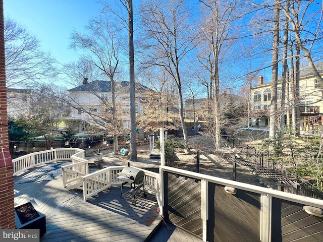 deck featuring grilling area