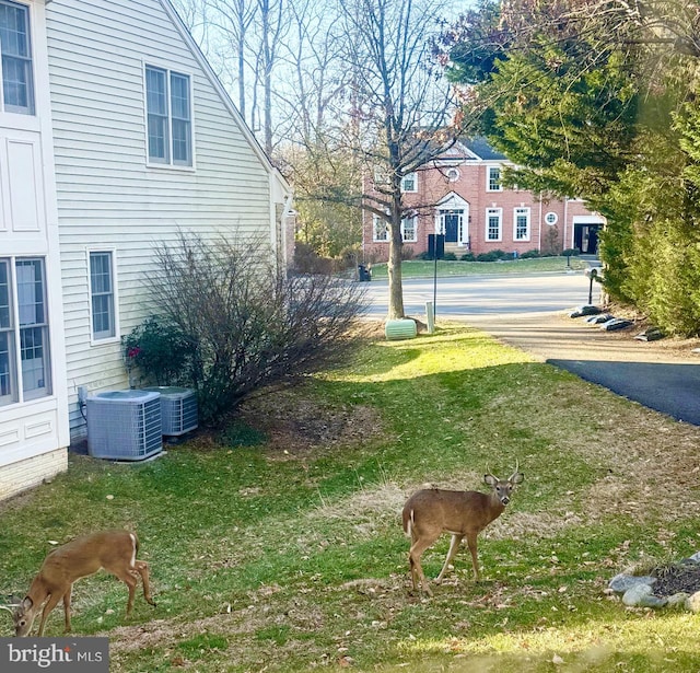 view of yard featuring central AC unit