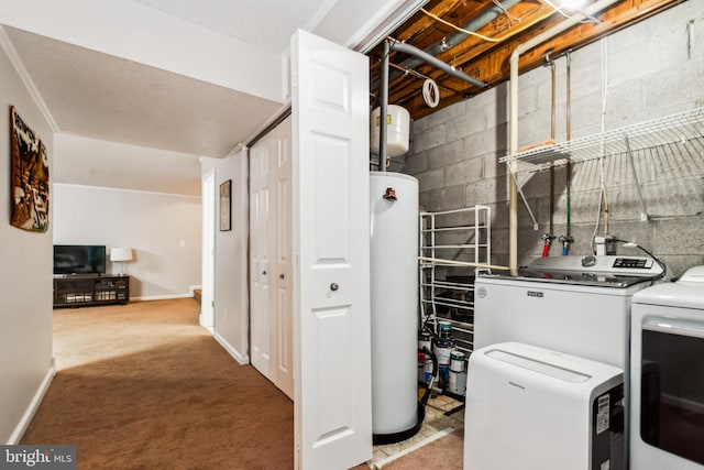 laundry room featuring washer and clothes dryer and gas water heater