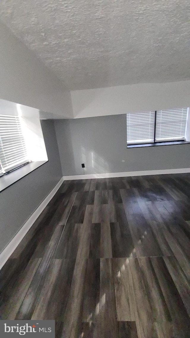 bonus room featuring dark hardwood / wood-style flooring and a textured ceiling