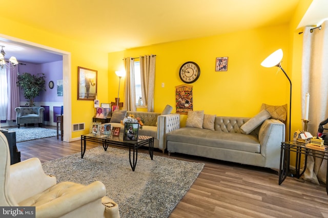 living room with hardwood / wood-style flooring