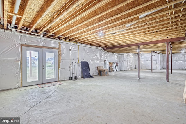 basement with french doors