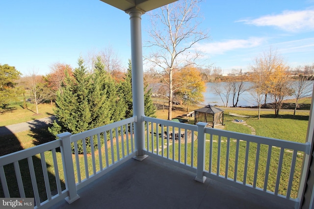 balcony with a water view