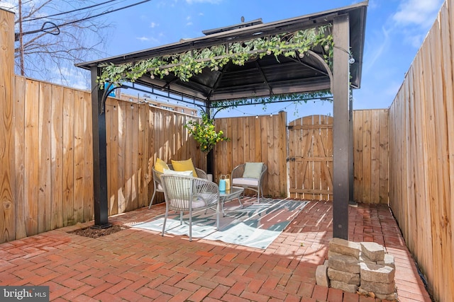 view of patio / terrace featuring a gazebo